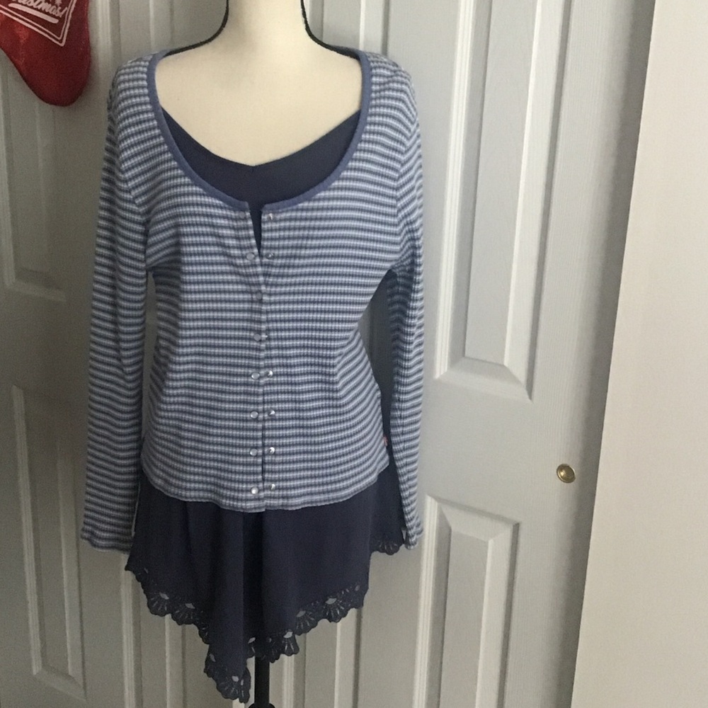 Levis knit stripe cardigan or top with free blue lace trim tee 3xl